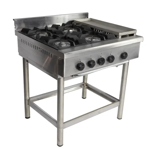 Anafe Industrial 4 Platos 30x30cm con Plancha Churrasquera GLP