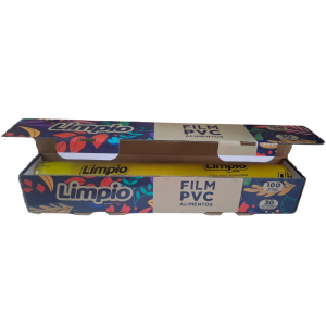Film PVC para alimentos Limpio 300mm x 100mts con caja cortante
