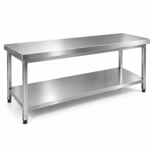 Mesón Central Acero Inoxidable ITA 180 × 60 × 85 cm con repisa inferior